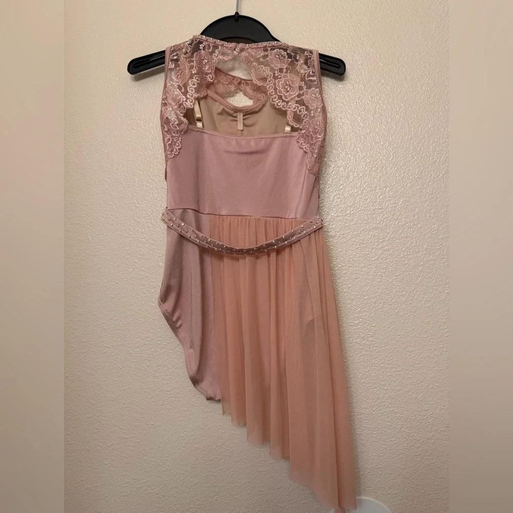 WEISSMAN Dance Costume ballet lyrical blush pink dress Just A Game 11603 LC chil